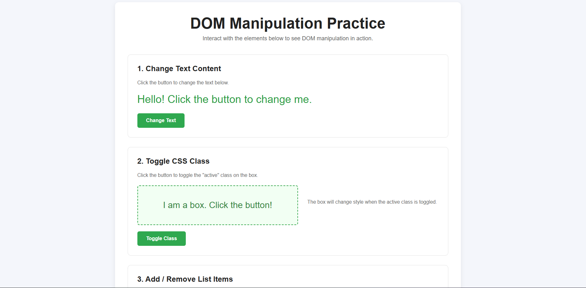 DOM manipulation project